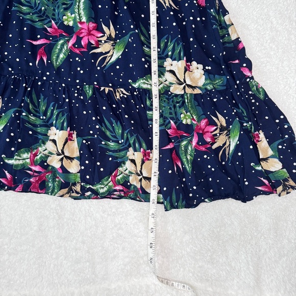 Suzanne Betro Navy Blue Floral Midi Dress Sz L - Picture 7 of 10